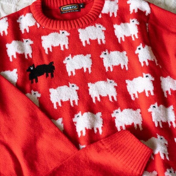 Vintage Made in England Iconic Princess Diana Black Sheep Sweater - Picture 4 of 5